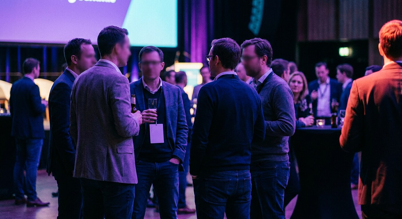 Founders and investors networking at a Raise Next evening reception